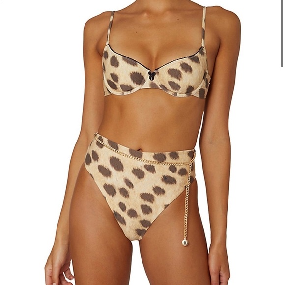 WeWoreWhat Belted Emily Bikini Bottom Leopard Tan Size M NEW - Picture 1 of 9
